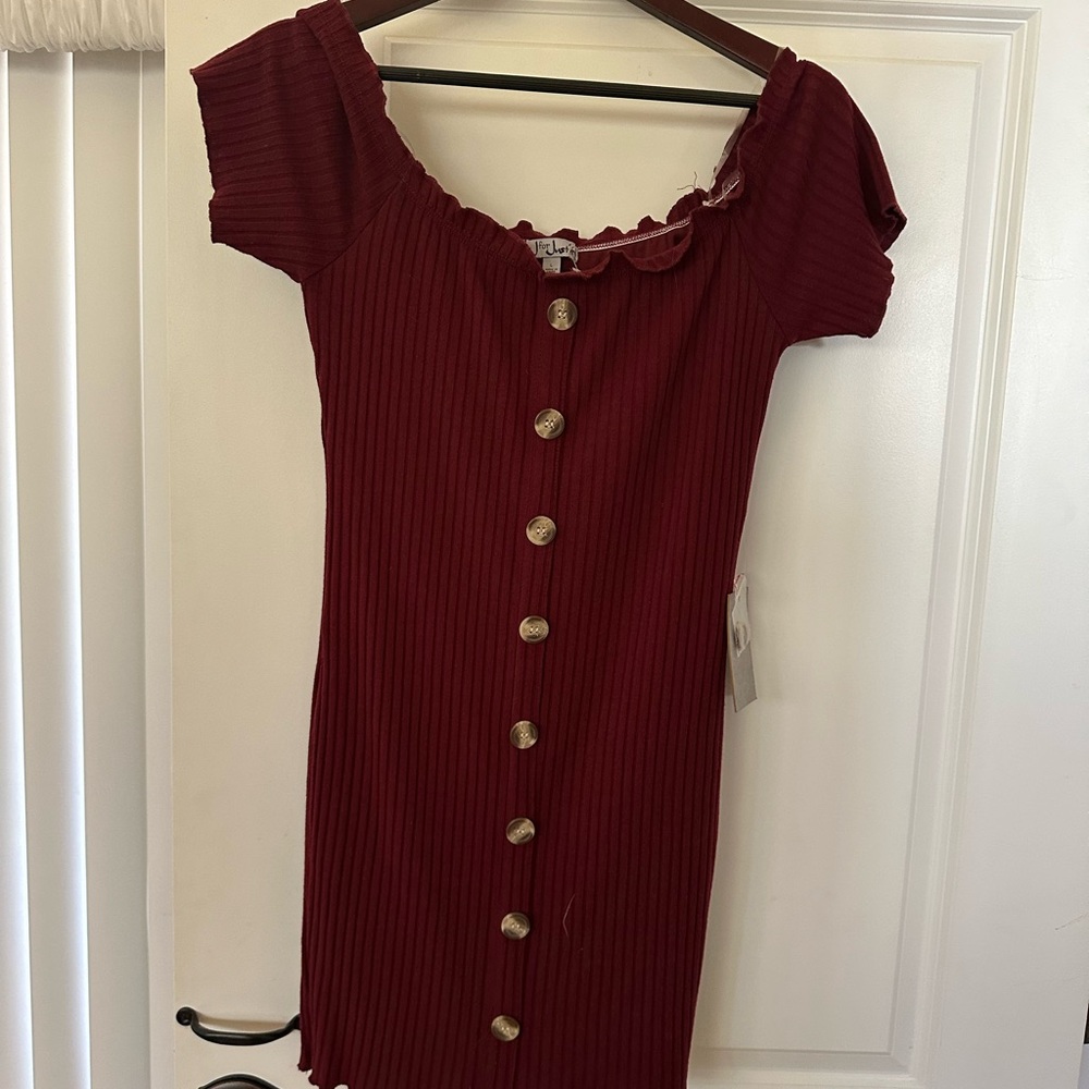 J for Justify Red Ribbed Bodycon Mini Dress